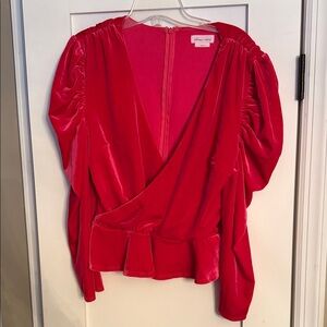REVOLVE Lovers + Friends Hot Pink Velvet Blouse